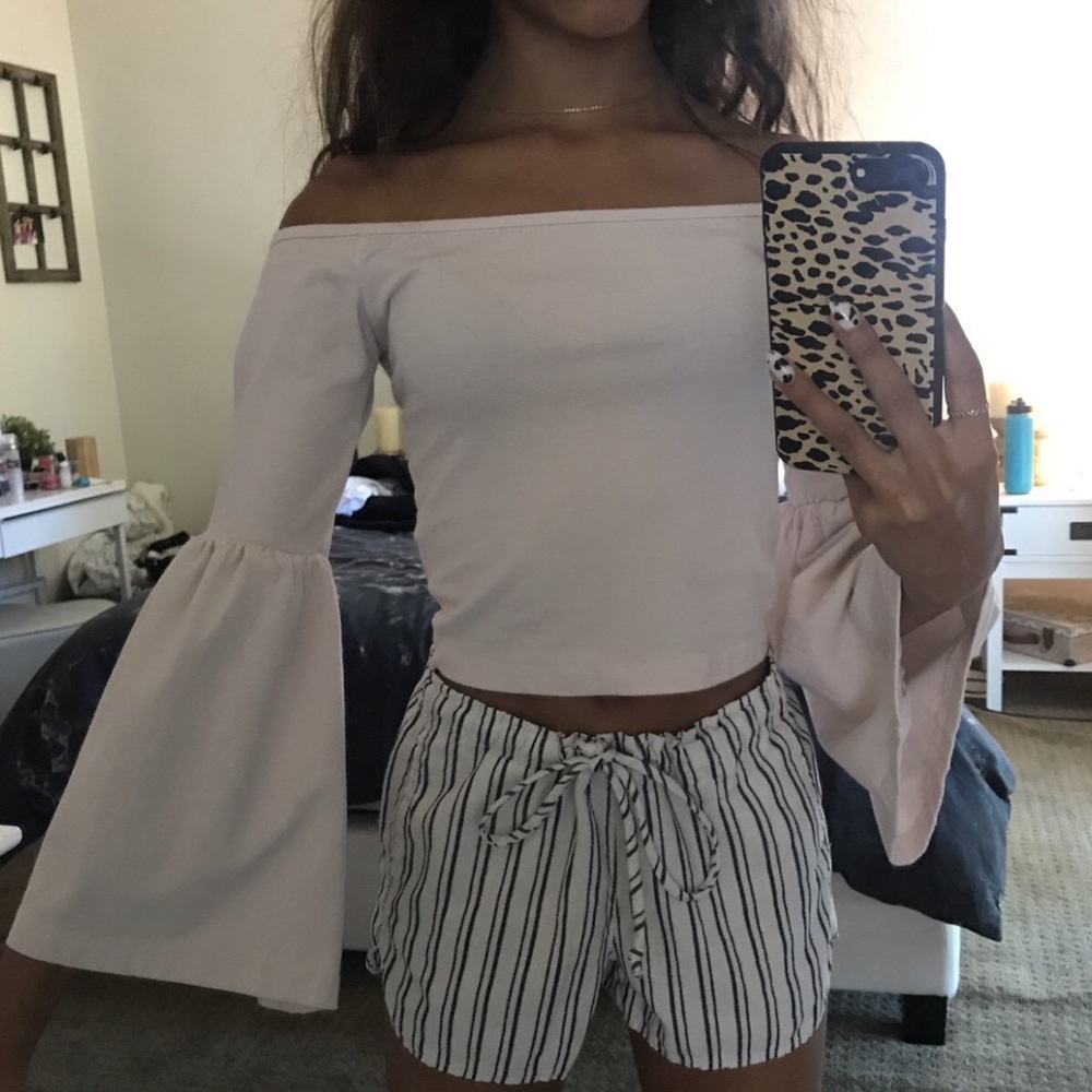 super cute off shoulder flare top